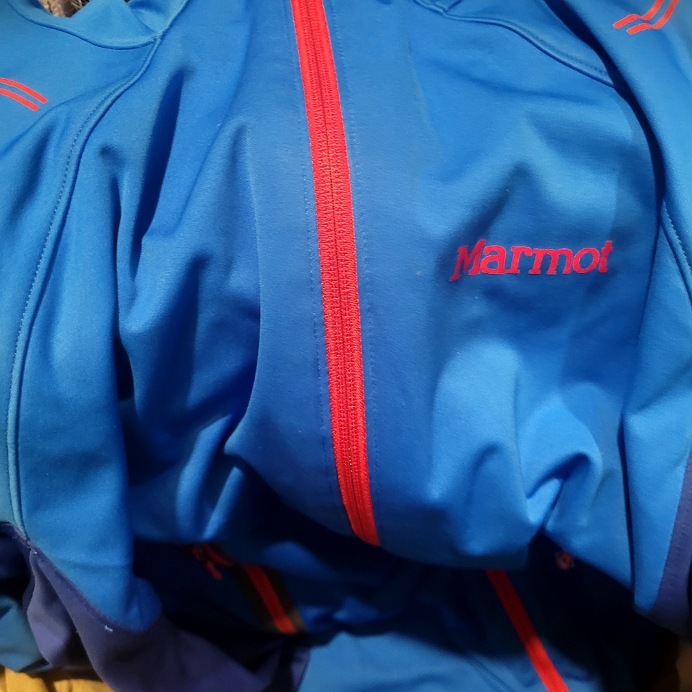 MARMOT Woman’s Membrain Rich blue red Waterproof Ski Coat Hooded